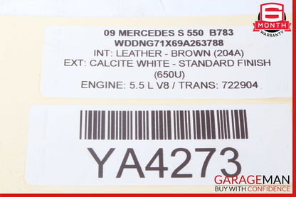 07-09 Mercedes W221 S550 S63 AMG Ashtray Ash Tray Tray Lighter Compartment Brown