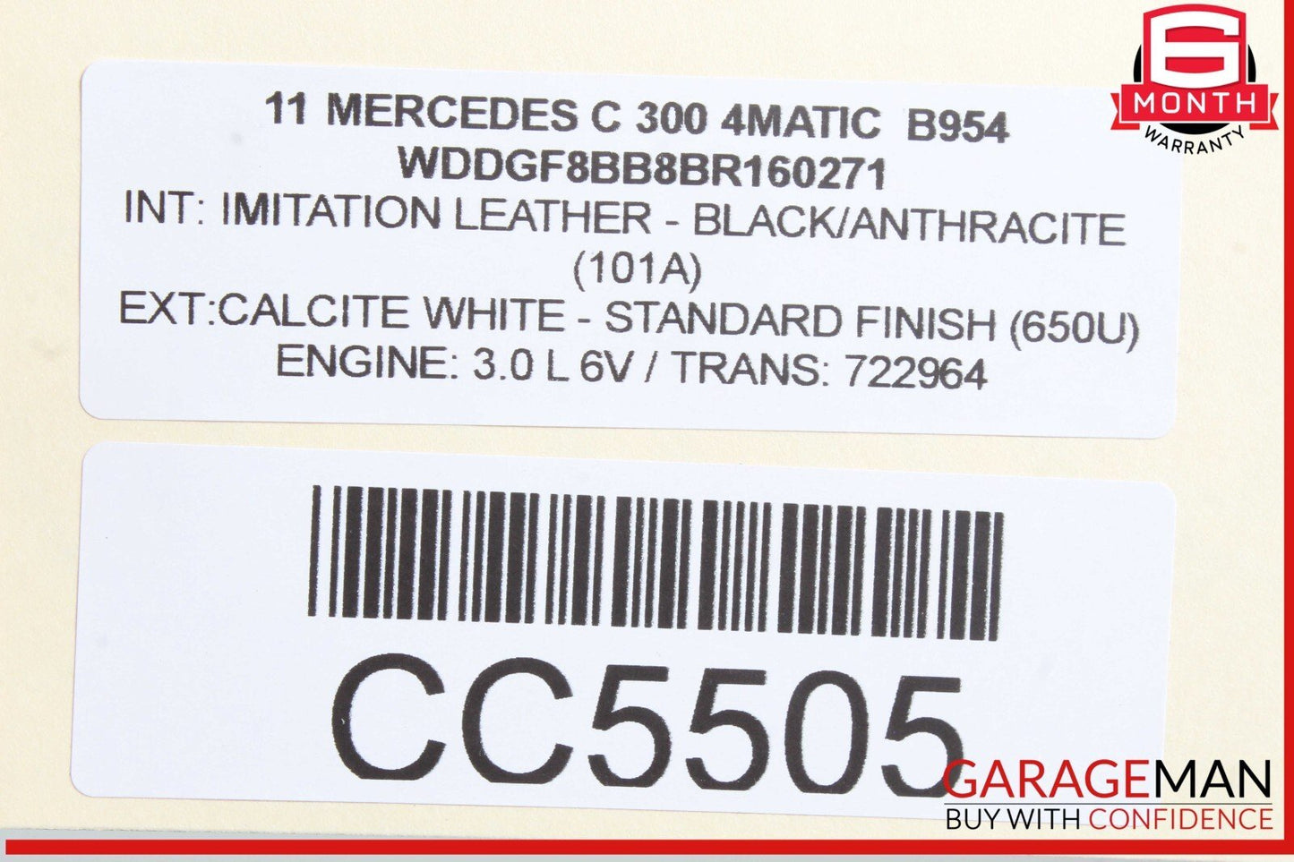 08-14 Mercedes W204 C300 Front Right Passenger Side Top Upper Seat Cushion OEM