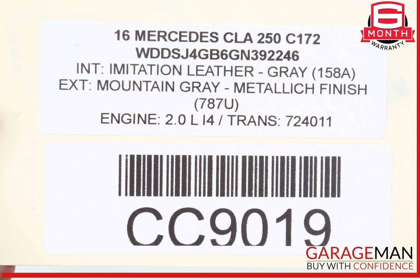 14-18 Mercedes W117 CLA250 Front Right Lower Bottom Seat Cushion Cover OEM