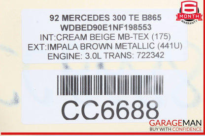 90-93 Merdedes W124 300TE 300E Axle Housing Differential Assembly OEM