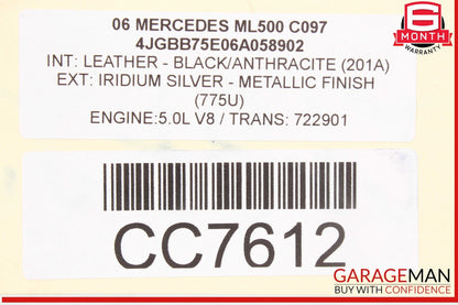 06-10 Mercedes W164 ML500 Front Right Passenger Top Upper Seat Cushion OEM