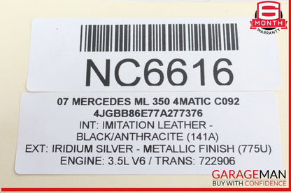 06-12 Mercedes W164 ML350 4MATIC ML550 Upper Radiator Core Tie Bar Support OEM