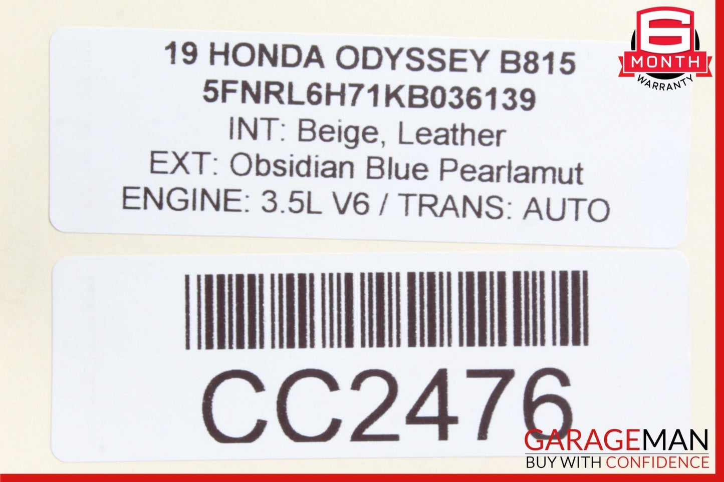 18-23 Honda Odyssey Rear Left Driver Side Door Shell Panel Cover OEM
