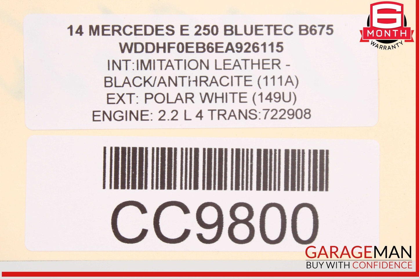 14-16 Mercedes W212 E250 Bluetec 2.1L Complete Engine Motor Block Assy OEM 81k