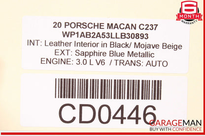 15-24 Porsche Macan 95B Rear Left Side Interior Door Panel OEM