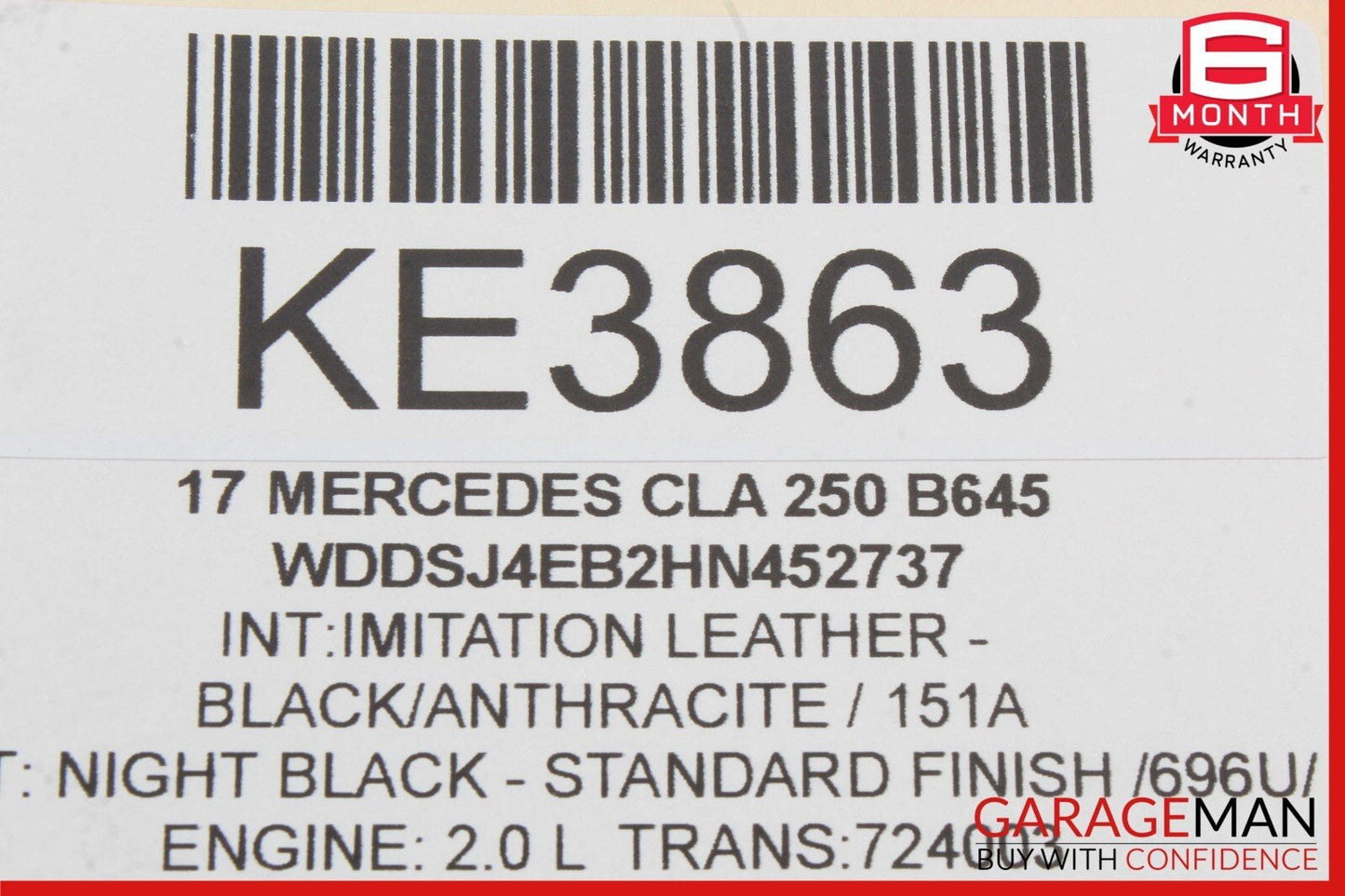 14-18 Mercedes W117 CLA250 Front Left Interior Door Trim Panel Cover Assembly