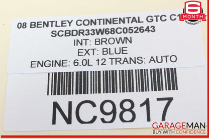 03-10 Bentley Continental GTC Front Left Driver Side Steering Wheel Wood OEM