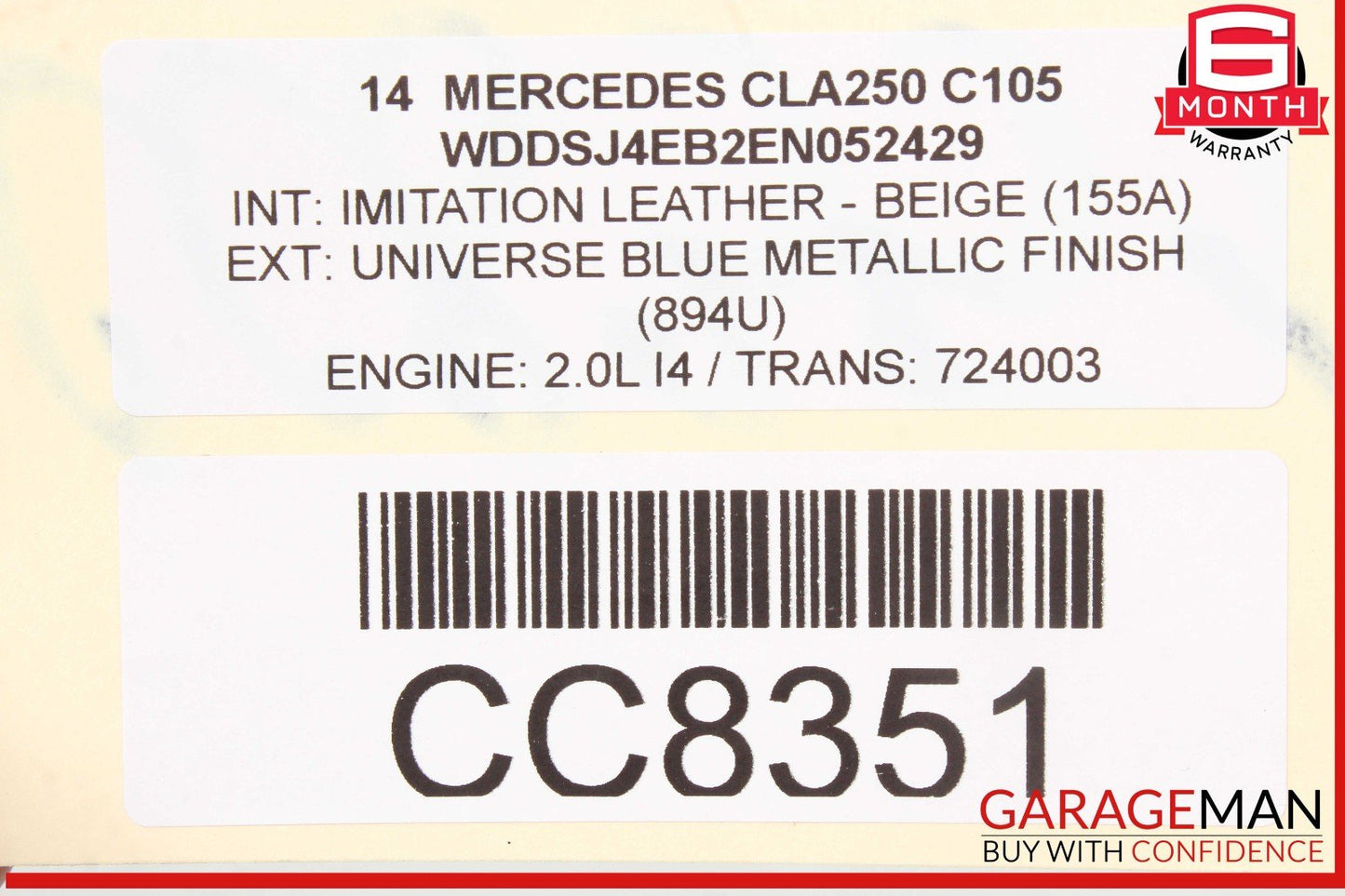14-18 Mercedes W117 CLA250 Front Radiator Core Support Frame Bracket OEM