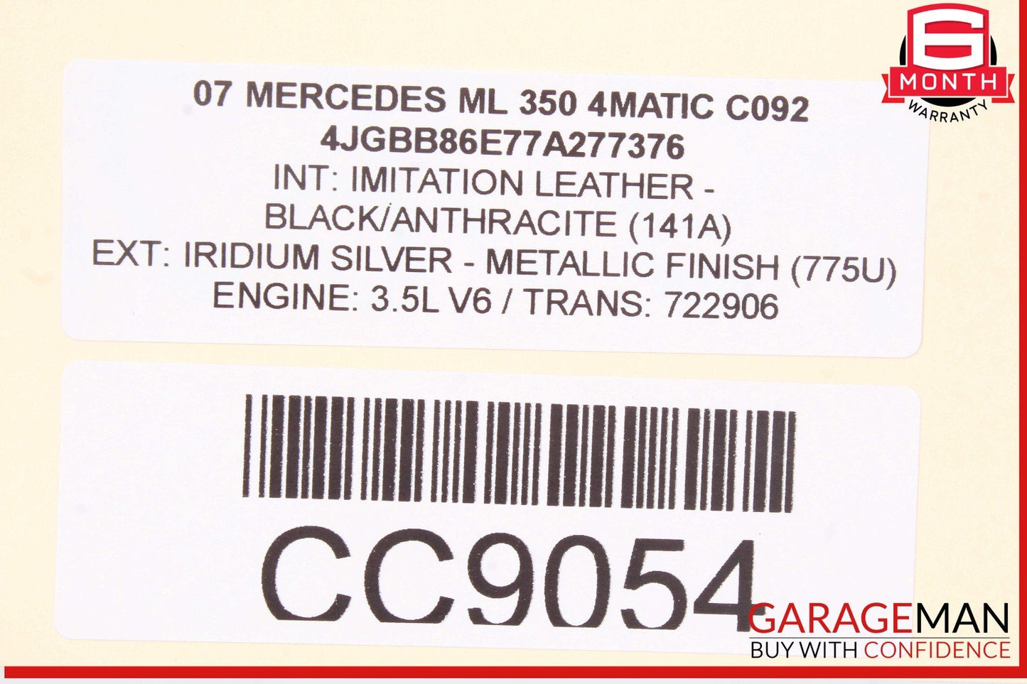 06-12 Mercedes GL550 ML320 Top Upper Sunroof Sun Roof Frame Rail Glass Assembly