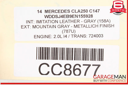 14-19 Mercedes W117 CLA250 Rear Trunk Lid Deck Shell Panel Cover Mountain Grey