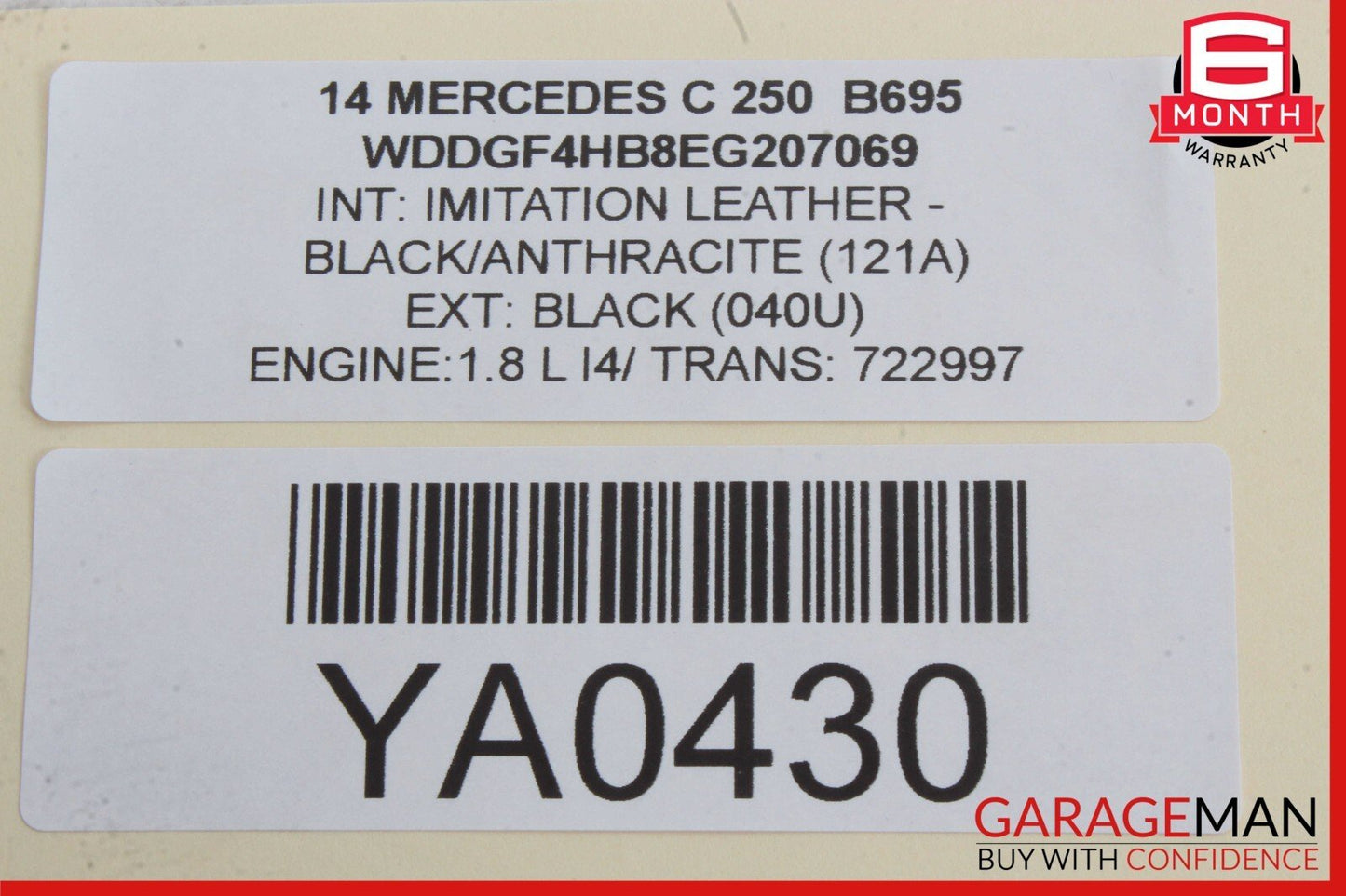 12-14 Mercedes W204 C250 C350 Front Left Side Mirror Rear View Door Black