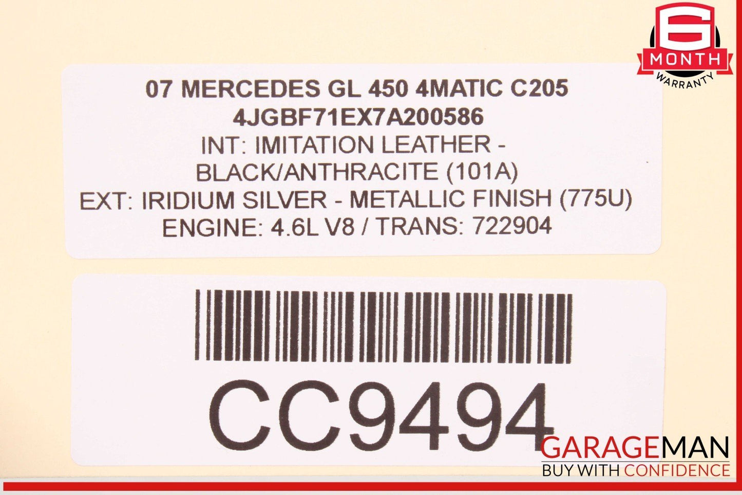 07-12 Mercedes X164 GL450 GL550 Front Right Side Bottom Lower Seat Cushion OEM