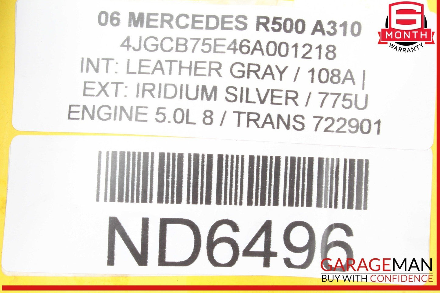 06-08 Mercedes W251 R500 Driver Side Steering Wheel Airbag Air Bag Gray