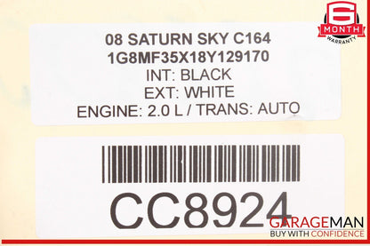 07-10 Saturn Sky Rear Hatch Trunk Lid Tailgate Assembly White OEM