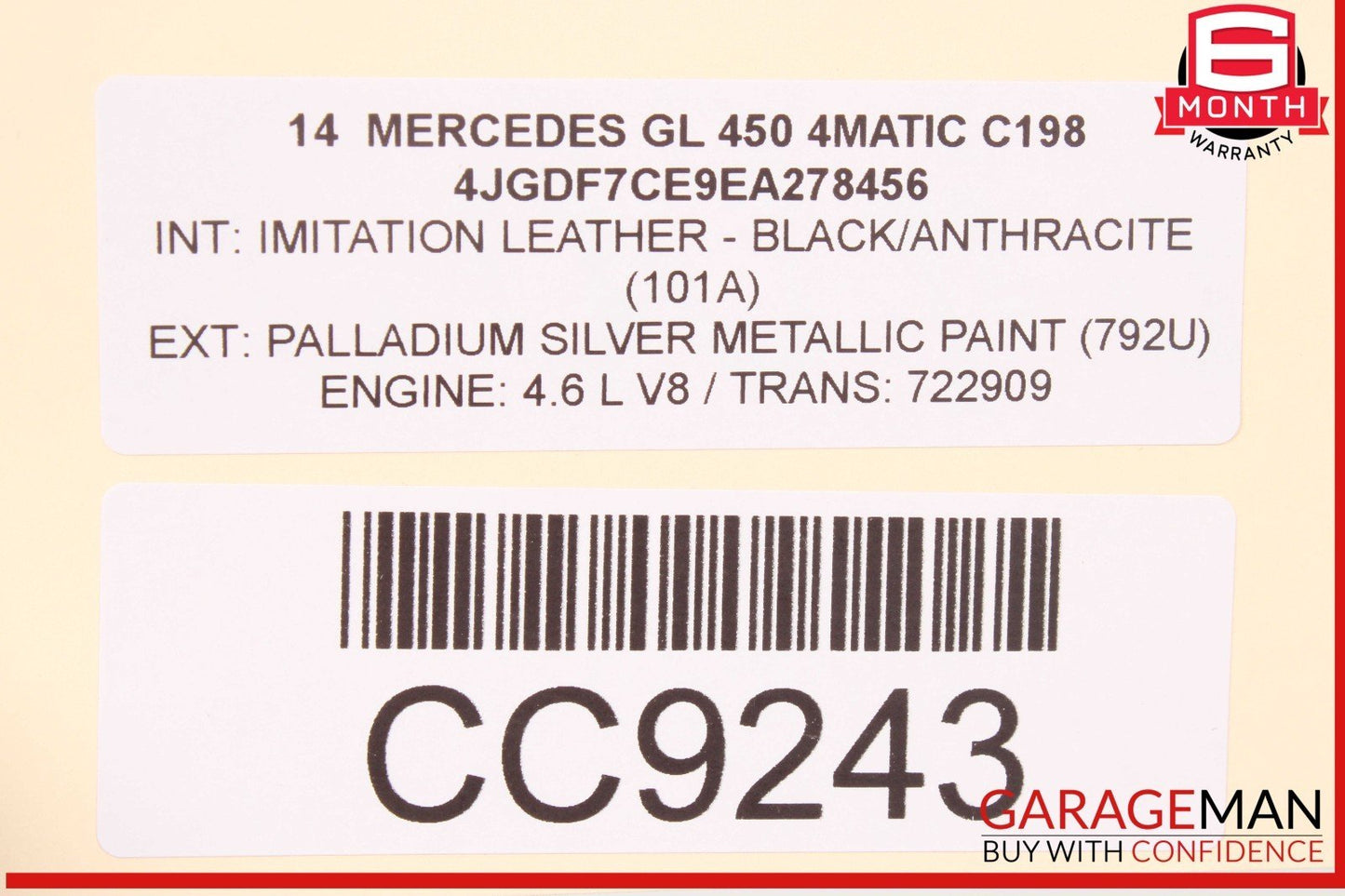 13-19 Mercedes X166 GL450 GL550 GLS550 Rear Right Side Door Shell OEM