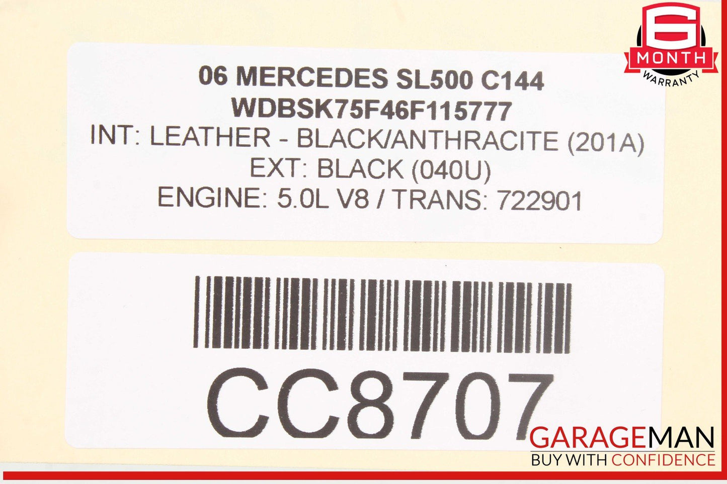 03-06 Mercedes R230 SL500 SL55 AMG Front Right Interior Door Panel Black OEM
