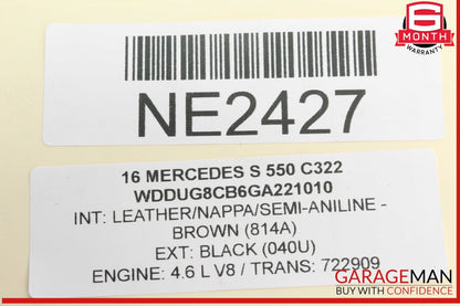 14-17 Mercedes W222 S550 Rear Trunk Lid Power Opener Mechanism 0390204124 OEM