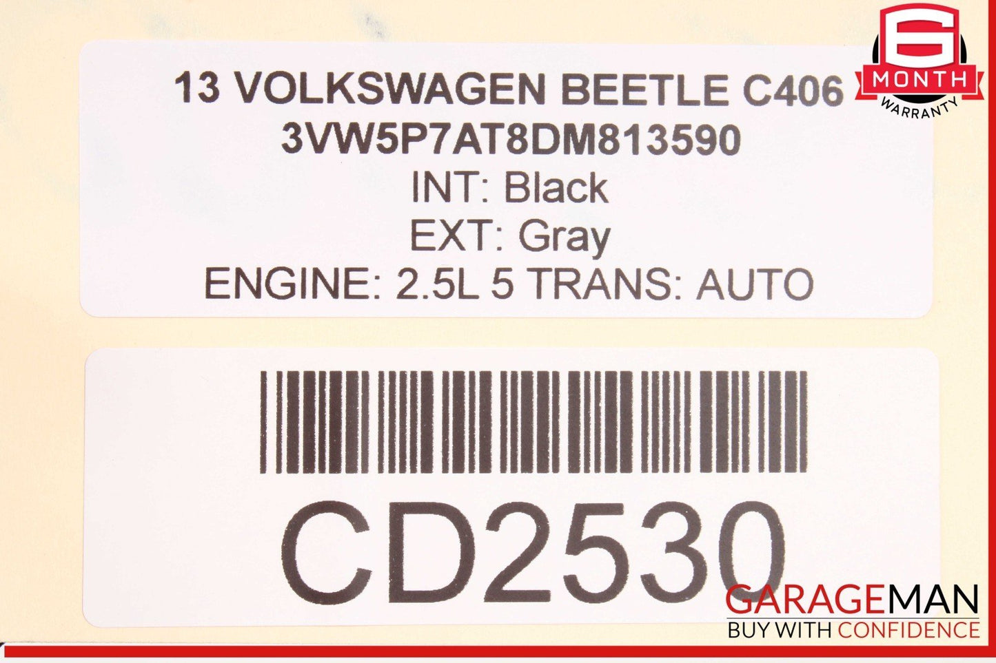 12-19 Volkswagen Beetle Front Left Driver Side Door Shell Panel OEM