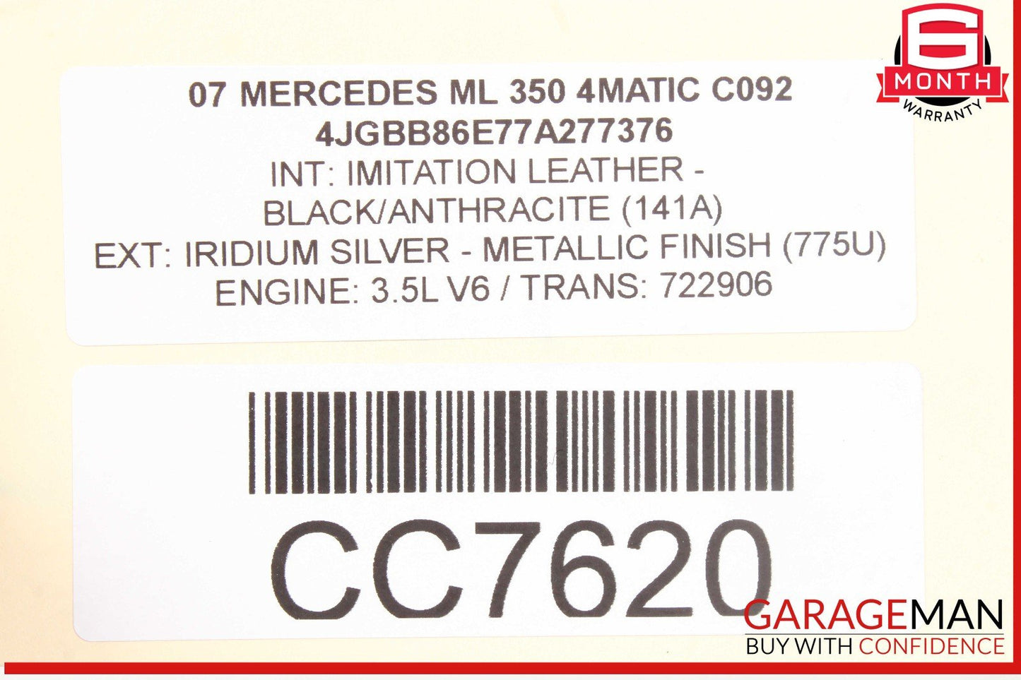 06-10 Mercedes W164 ML350 Front Right Passenger Bottom Lower Seat Cushion OEM