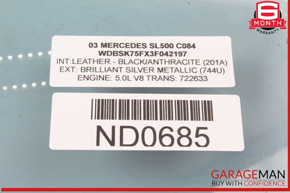 03-12 Mercedes R230 SL500 SL55 AMG Front Left Driver Side Door Window Glass OEM