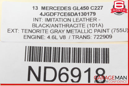 12-19 Mercedes X166 GL450 Front Overhead Dome Light Lamp Gray 1669062301 OEM