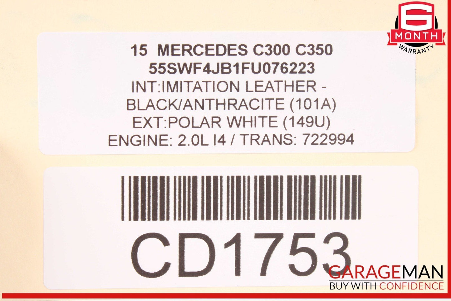 15-20 Mercedes W205 C300 GLC300 RWD Rear Sub Frame Crossmember Cradle OEM