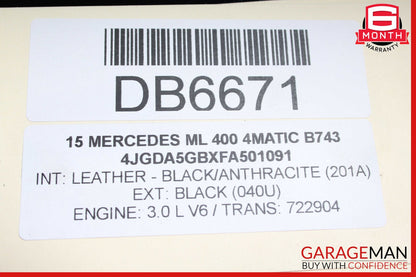 15-19 Mercedes X166 ML400 Fuel Gas Tank Reservoir Assembly OEM