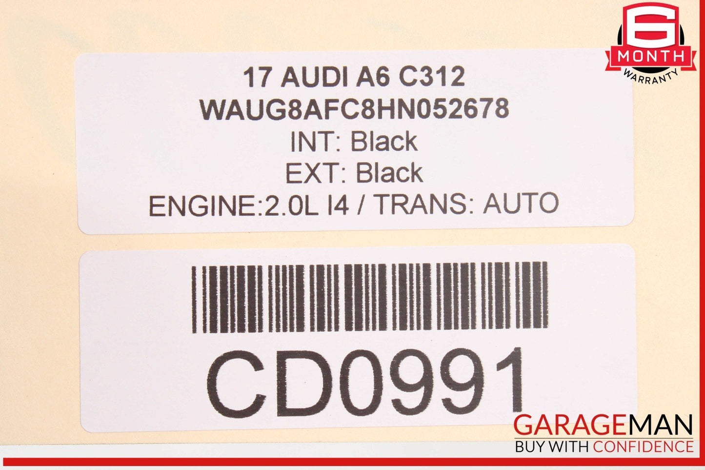 12-18 Audi A6 S6 Rear Right Passenger Side Door Shell Black OEM