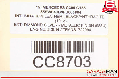 15-18 Mercedes W205 C300 C350e C400 Rear Left Side Interior Door Panel OEM