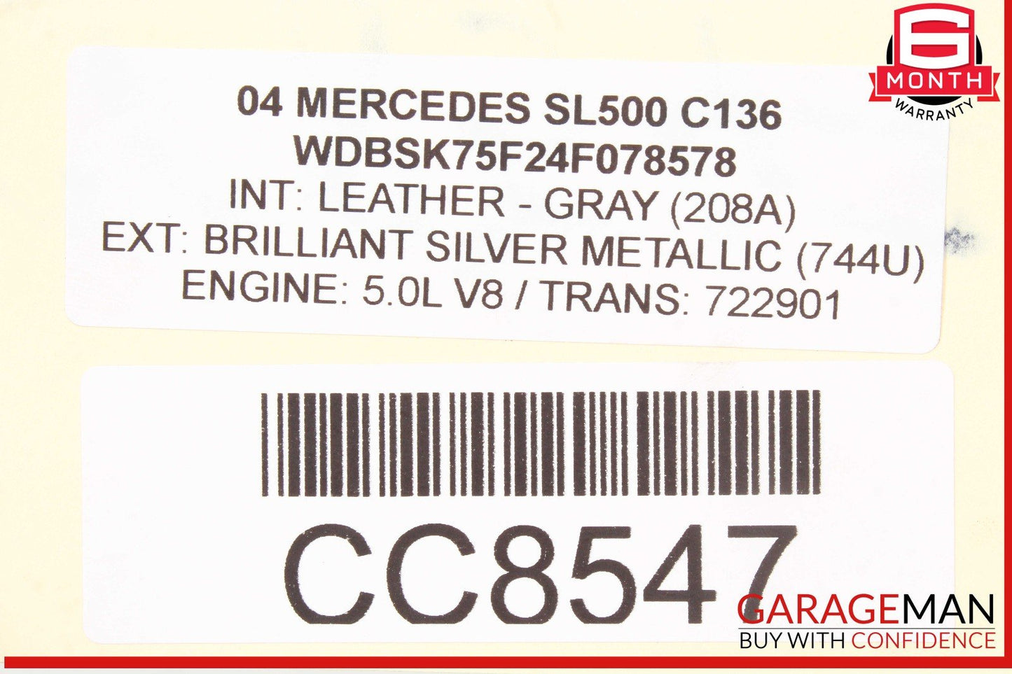 03-08 Mercedes R230 SL500 Front Reinforcement Bar Upper Radiator Support Clip