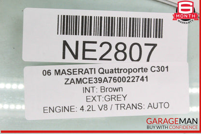 03-13 Maserati Quattroporte M139 Rear Left Side Door Window Glass OEM