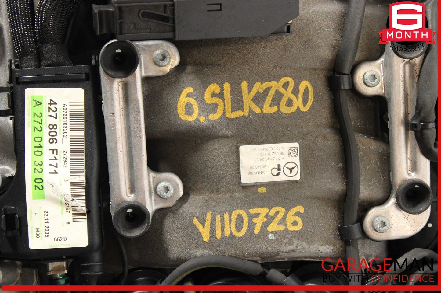 06-11 Mercedes R171 SLK280 3.0L V6 M272 Engine Motor Block Assembly OEM
