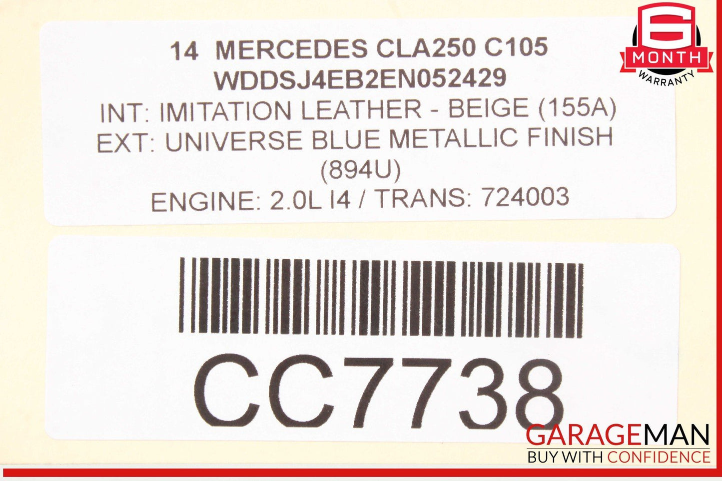 14-19 Mercedes W117 CLA250 CLA45 AMG  Front Left Exterior Door Shell Panel OEM