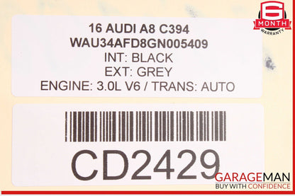 15-18 Audi A8 Quattro S8 Rear Trunk Lid Hatch Tailgate Deck Shell Gray OEM