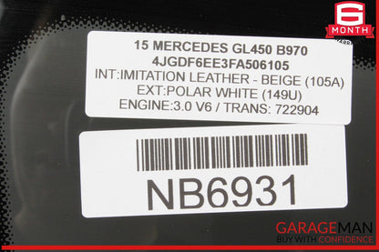 13-19 Mercedes X166 GL450 GLS550 Rear Left Side Quarter Window Glass OEM