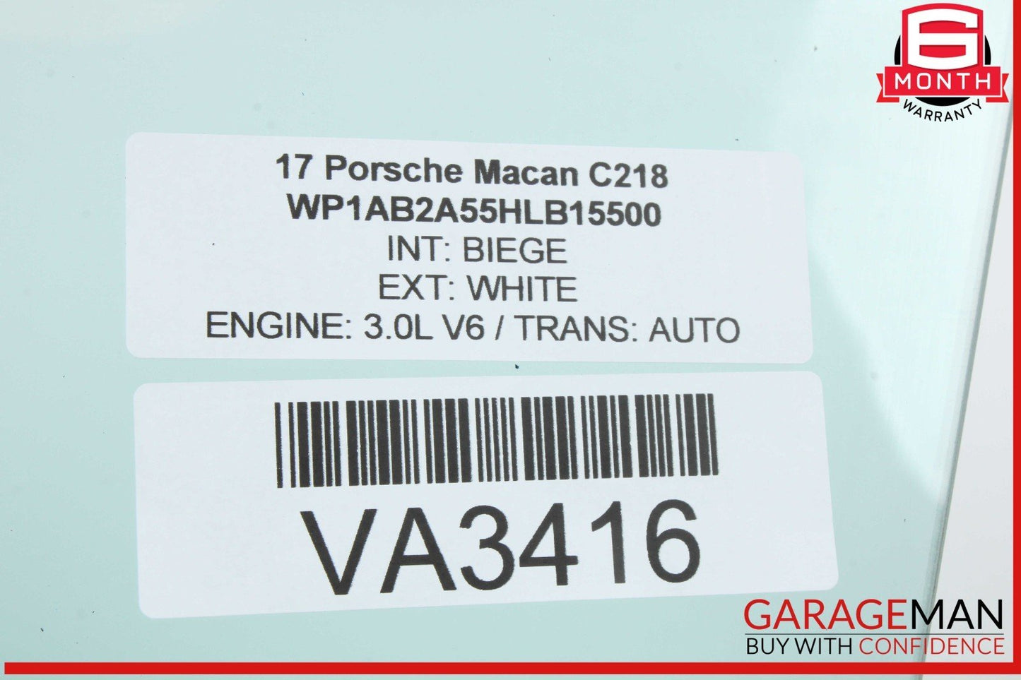 15-24 Porsche Macan 95B Front Left Driver Side Door Window Glass 95B845201B OEM