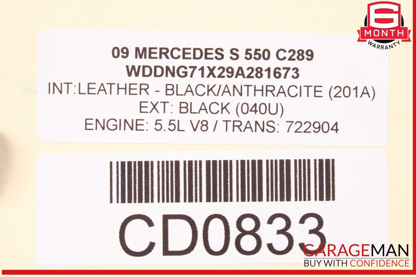 07-09 Mercedes W221 S550 Front Left Driver Side Lower Seat Cushion OEM