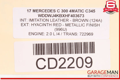 17-22 Mercedes W205 C300 Front Right Passenger Lower Seat Cushion OEM