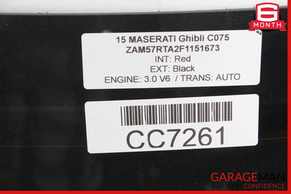 14-20 Maserati Ghibli M157 Rear Windshield Wind Shield Back Glass OEM