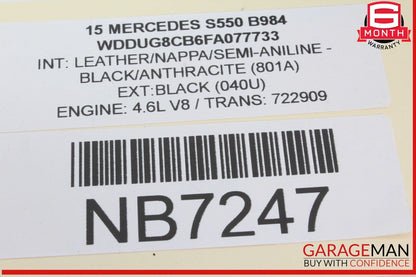 14-17 Mercedes W222 S550 S600 Front Left Driver Side Steering Wheel Black OEM