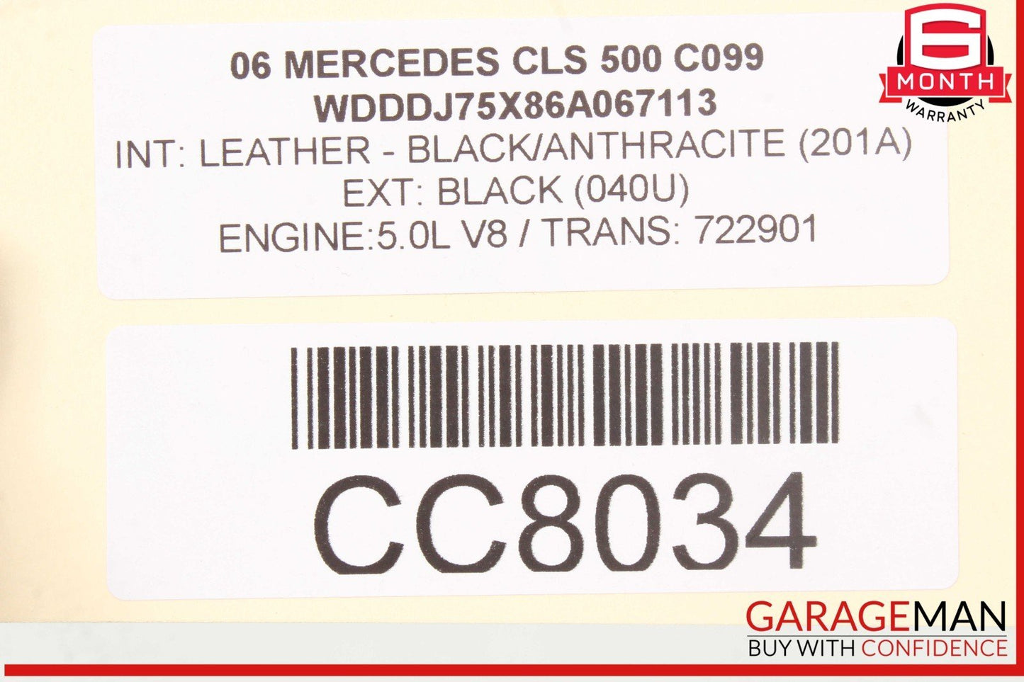 06-11 Mercedes W219 CLS500 Front Left Driver Side Top Upper Seat Cushion OEM