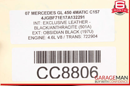 07-12 Mercedes X164 GL450 GL320 Hood Bonnet Panel Assembly Black OEM
