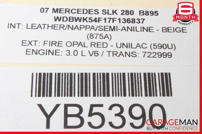 05-11 Mercedes R171 SLK280 SLK350 Front Right Seat Rail Track Frame w/Motors OEM
