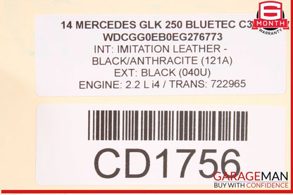 13-15 Mercedes X204 GLK250 Engine Motor Block Assembly OEM 131k
