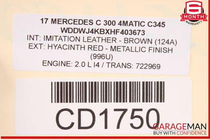 15-21 Mercedes W205 C300 4Matic Front Sub Frame Subframe Engine Crossmember OEM