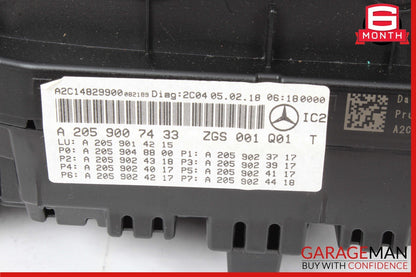 15-18 Mercedes W205 C300 Speedometer Odometer Instrument Cluster Gauge Assy