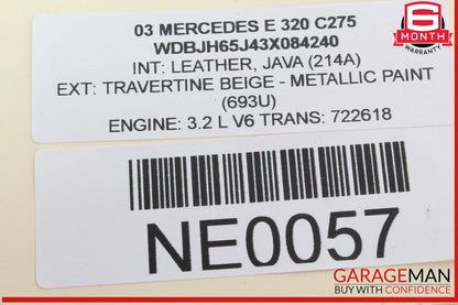 96-02 Mercedes W210 E320 Front Right Passenger Side Window Regulator OEM