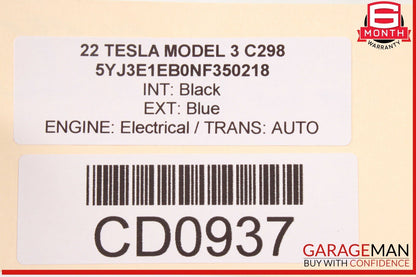 17-23 Tesla Model 3 Rear Second Row Lower Seat Cushion OEM