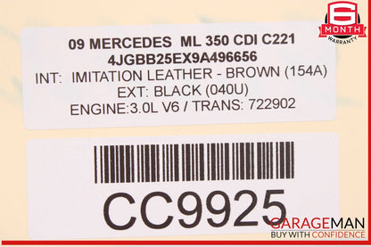 09-13 Mercedes W164 ML320 R350 Front Right Side Bottom Lower Seat Cushion OEM