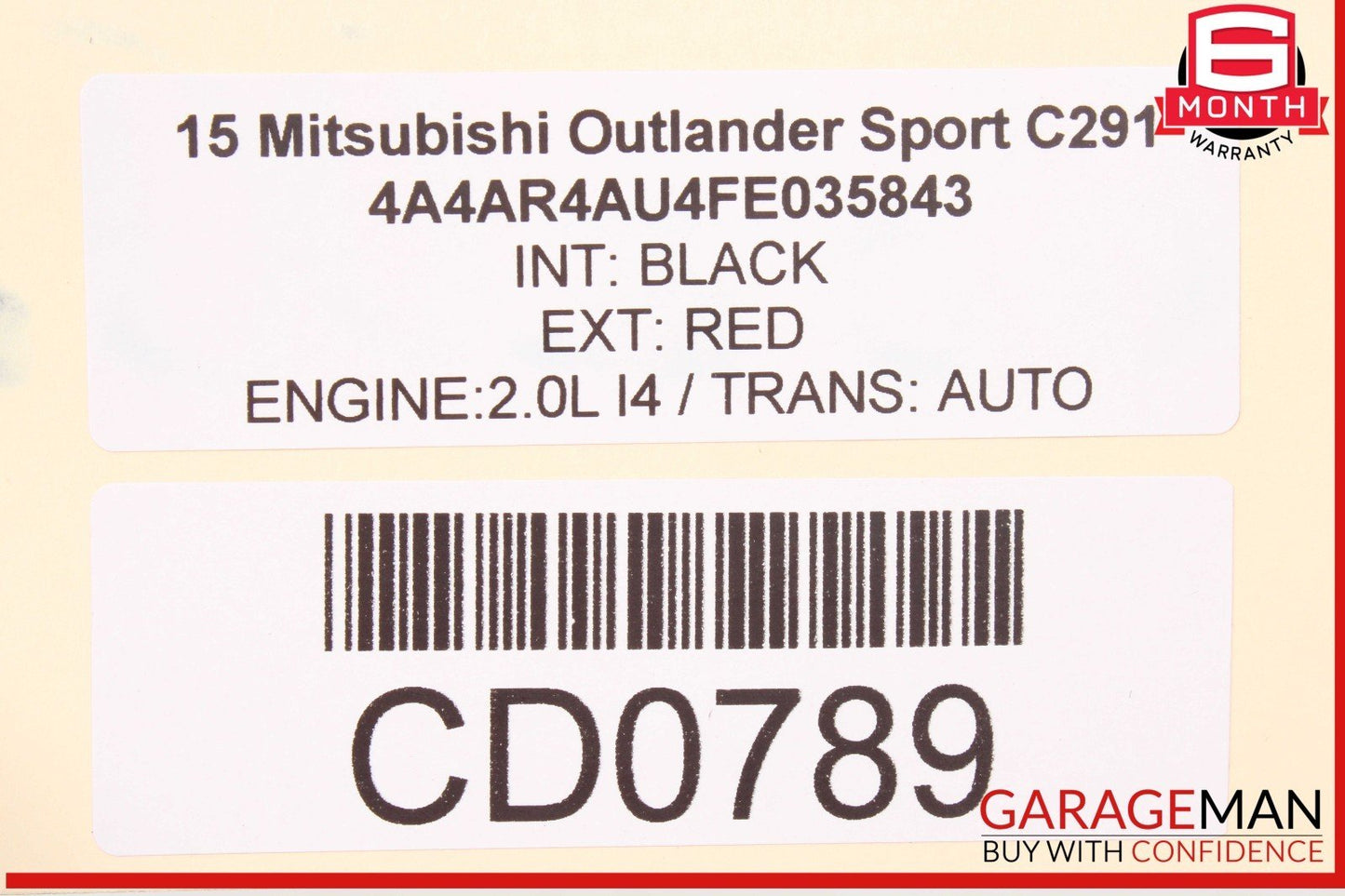 11-24 Mitsubishi Outlander Sport Rear Left Driver Side Door Shell Panel OEM